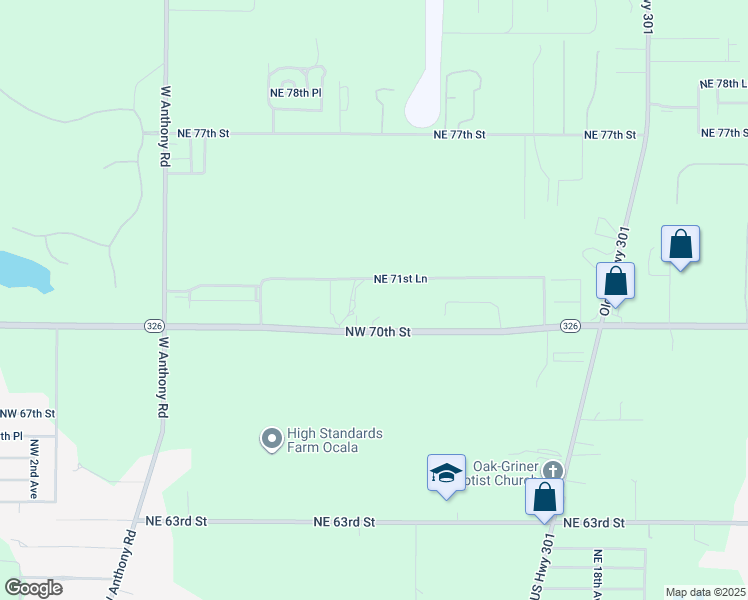 map of restaurants, bars, coffee shops, grocery stores, and more near 1076 Northeast 71st Lane in Ocala