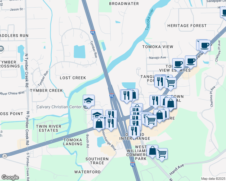 map of restaurants, bars, coffee shops, grocery stores, and more near West Granada Boulevard in Ormond Beach