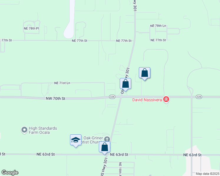 map of restaurants, bars, coffee shops, grocery stores, and more near 1643 Northeast 71st Street in Ocala