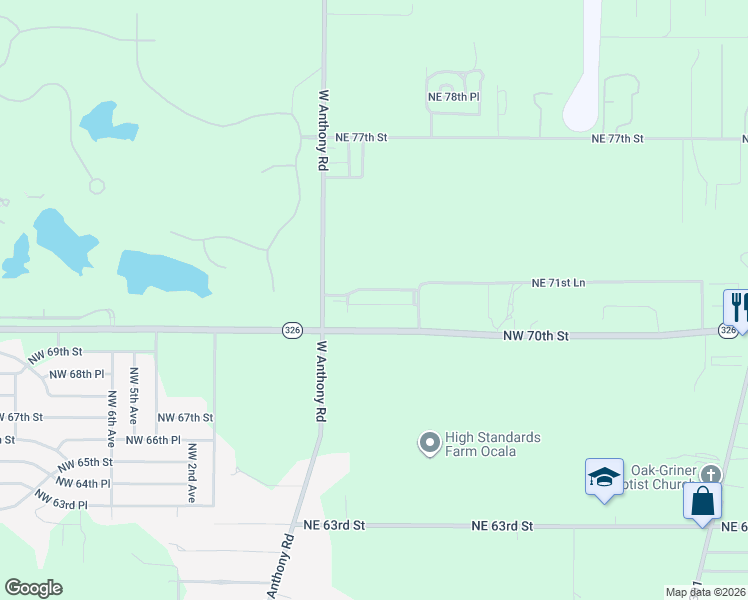 map of restaurants, bars, coffee shops, grocery stores, and more near 615 Northeast 70th Street in Ocala