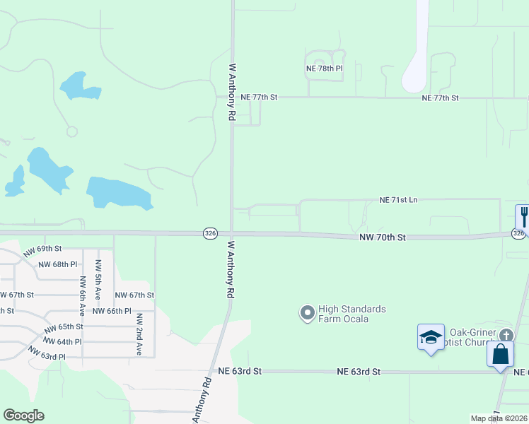 map of restaurants, bars, coffee shops, grocery stores, and more near 7101 West Anthony Road in Ocala