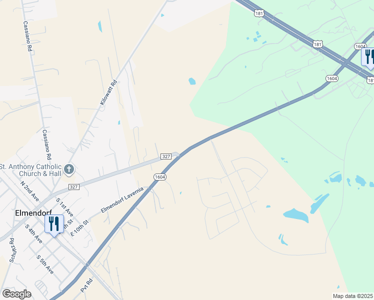 map of restaurants, bars, coffee shops, grocery stores, and more near 8610 East Charles William Anderson Loop in San Antonio