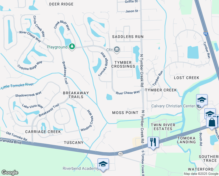 map of restaurants, bars, coffee shops, grocery stores, and more near 10 Spanish Pine Way in Ormond Beach
