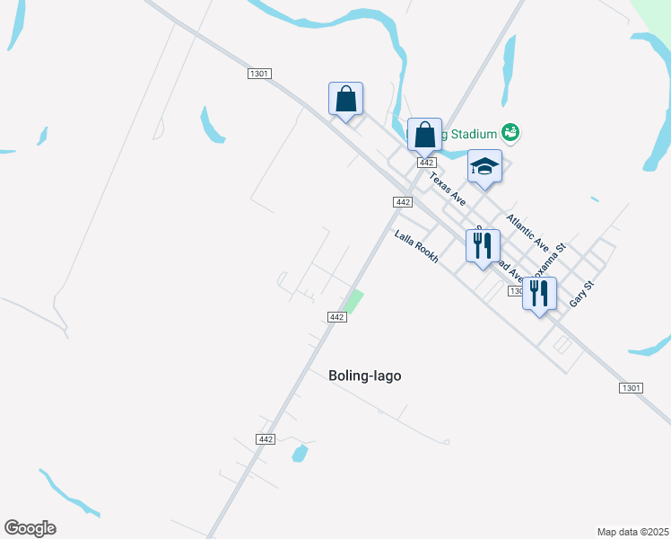 map of restaurants, bars, coffee shops, grocery stores, and more near 6719 Fay Street in Boling-Iago