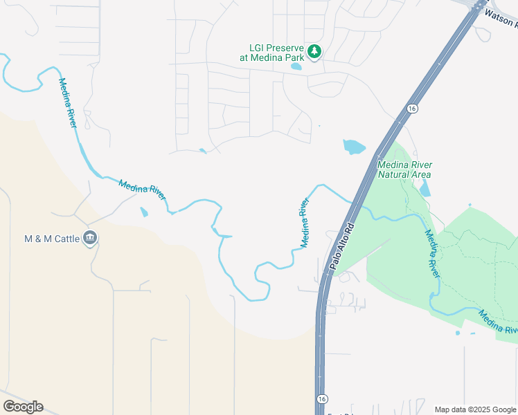 map of restaurants, bars, coffee shops, grocery stores, and more near 15895 Texas 16 in Von Ormy