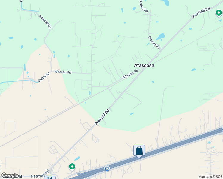 map of restaurants, bars, coffee shops, grocery stores, and more near 16285 Wheeler Road in Atascosa