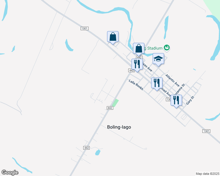 map of restaurants, bars, coffee shops, grocery stores, and more near 6719 Fay Street in Boling-Iago