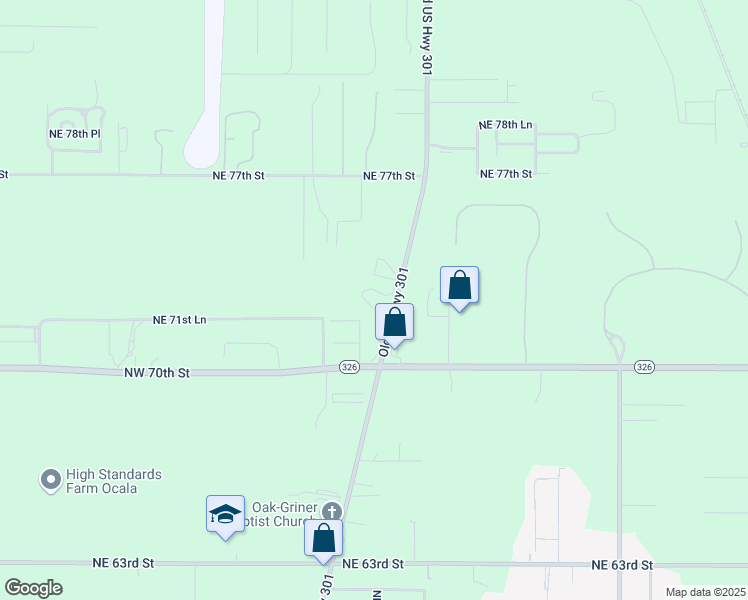 map of restaurants, bars, coffee shops, grocery stores, and more near 7334 Northeast Jacksonville Road in Ocala
