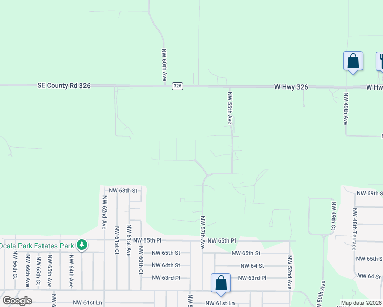 map of restaurants, bars, coffee shops, grocery stores, and more near 7298 Northwest 57th Avenue in Ocala
