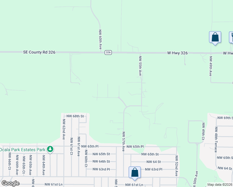 map of restaurants, bars, coffee shops, grocery stores, and more near 7298 Northwest 57th Avenue in Ocala