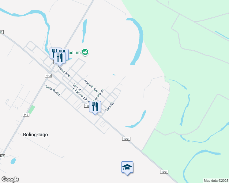 map of restaurants, bars, coffee shops, grocery stores, and more near 903 Vacuum Avenue in Boling-Iago