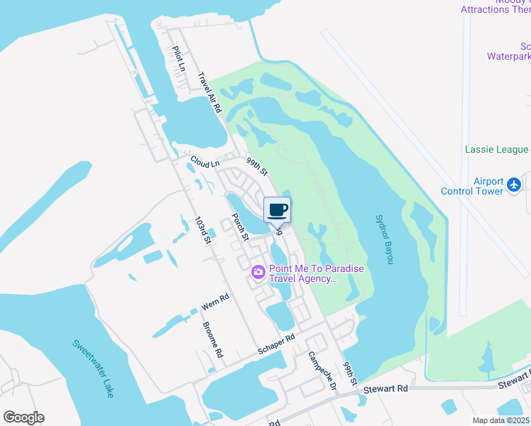 map of restaurants, bars, coffee shops, grocery stores, and more near 13 Mariner Pass in Galveston