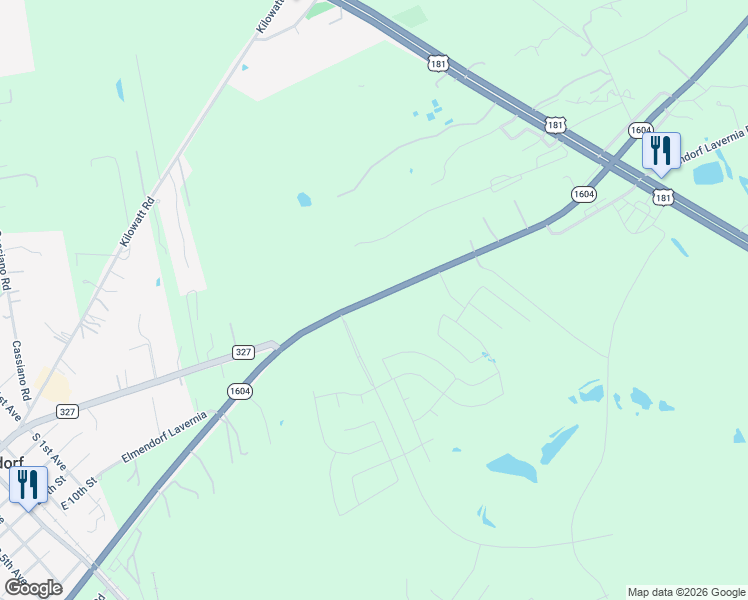 map of restaurants, bars, coffee shops, grocery stores, and more near 8766 South Loop 1604 East in San Antonio