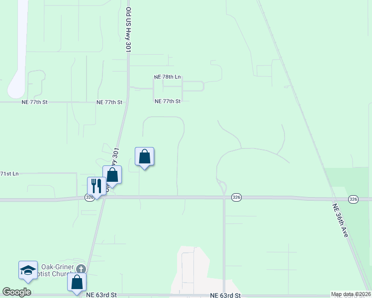 map of restaurants, bars, coffee shops, grocery stores, and more near 7225 Northeast 22nd Court Road in Ocala
