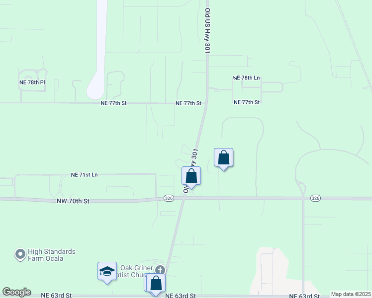 map of restaurants, bars, coffee shops, grocery stores, and more near 7484 Northeast Jacksonville Road in Ocala