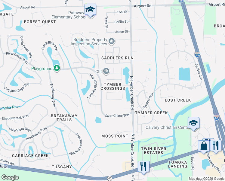 map of restaurants, bars, coffee shops, grocery stores, and more near 133 Grey Dapple Way in Ormond Beach