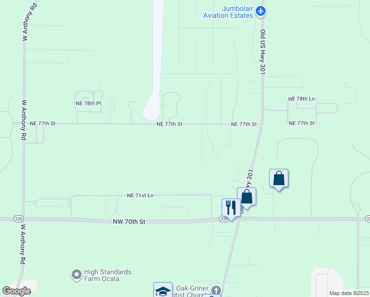 map of restaurants, bars, coffee shops, grocery stores, and more near 1410 NE 77th St in Ocala