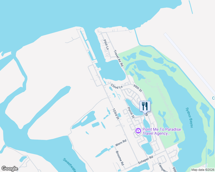 map of restaurants, bars, coffee shops, grocery stores, and more near 1702 103rd Street in Galveston