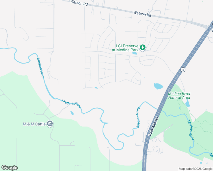 map of restaurants, bars, coffee shops, grocery stores, and more near 15895 South State Highway 16 in Von Ormy