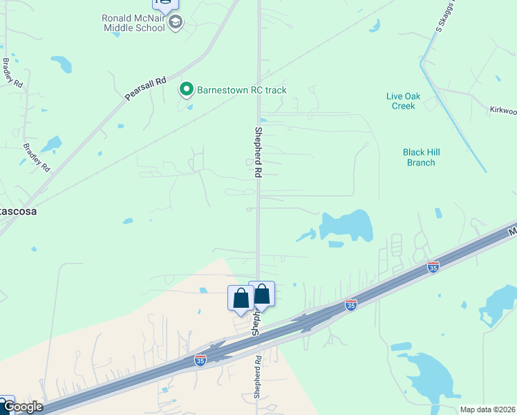 map of restaurants, bars, coffee shops, grocery stores, and more near 15866 Shepherd Road in Atascosa
