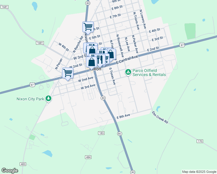 map of restaurants, bars, coffee shops, grocery stores, and more near 200 East 4th Avenue in Nixon