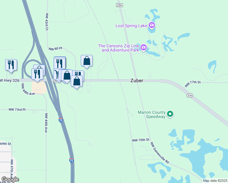 map of restaurants, bars, coffee shops, grocery stores, and more near 3710 Florida 326 in Ocala