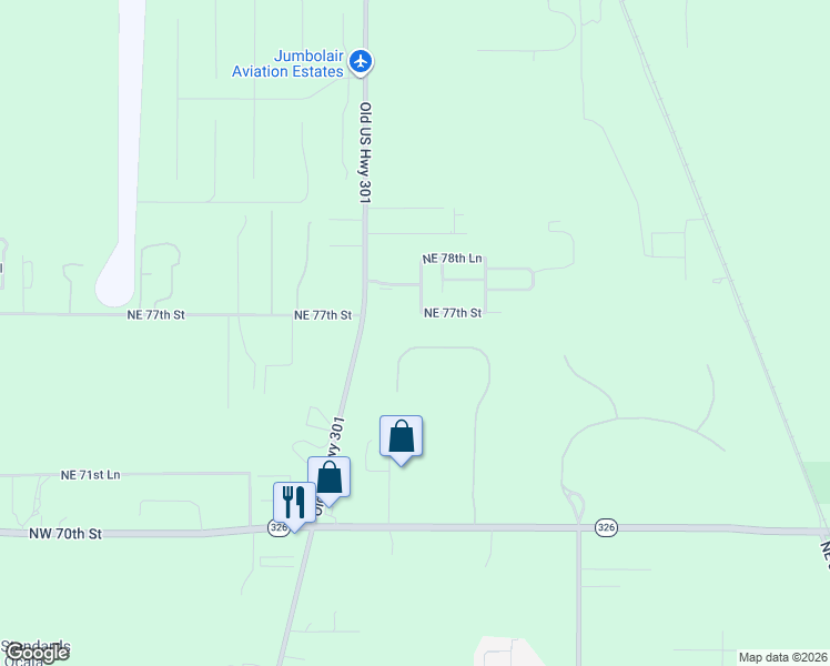 map of restaurants, bars, coffee shops, grocery stores, and more near 7403 Northeast 22nd Court Road in Ocala