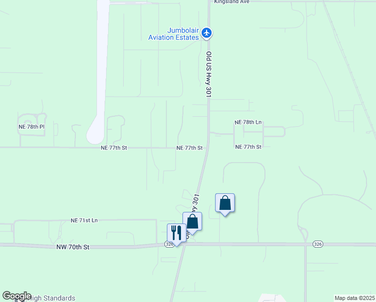 map of restaurants, bars, coffee shops, grocery stores, and more near 1884 Northeast 77th Street in Ocala