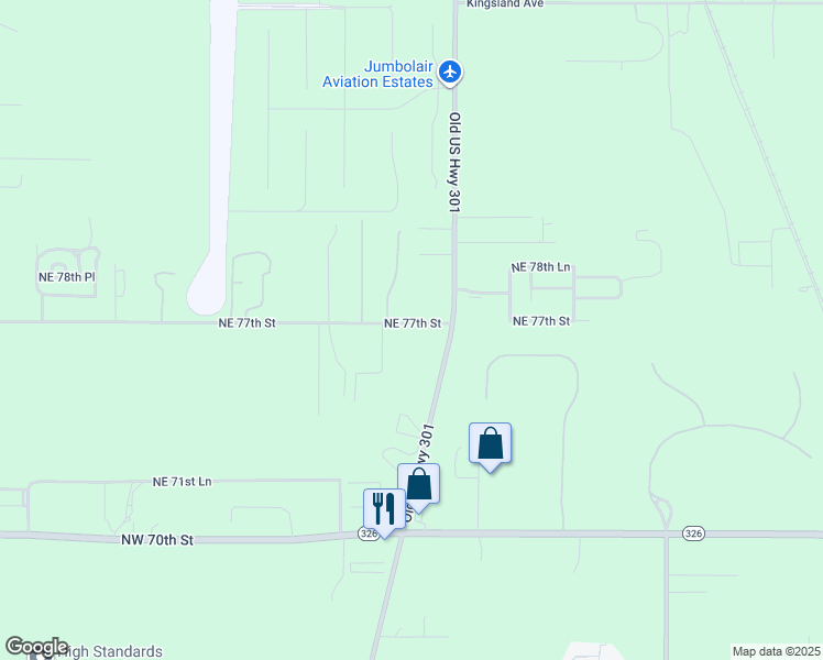 map of restaurants, bars, coffee shops, grocery stores, and more near 1884 Northeast 77th Street in Ocala