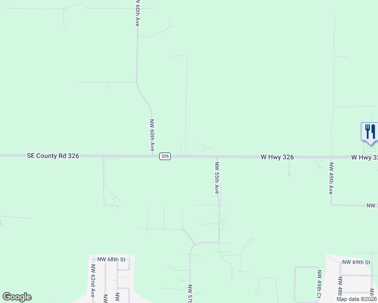 map of restaurants, bars, coffee shops, grocery stores, and more near 5731 County Road 326 in Ocala