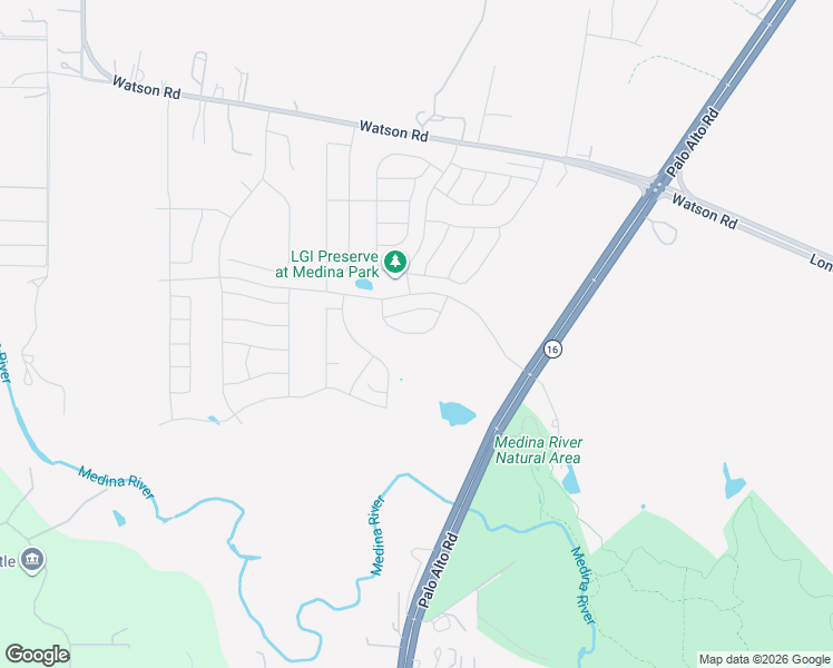 map of restaurants, bars, coffee shops, grocery stores, and more near 15895 Texas 16 in San Antonio