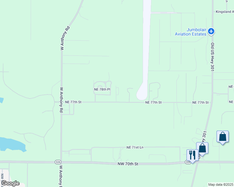 map of restaurants, bars, coffee shops, grocery stores, and more near 711 Northeast 77th Street in Ocala