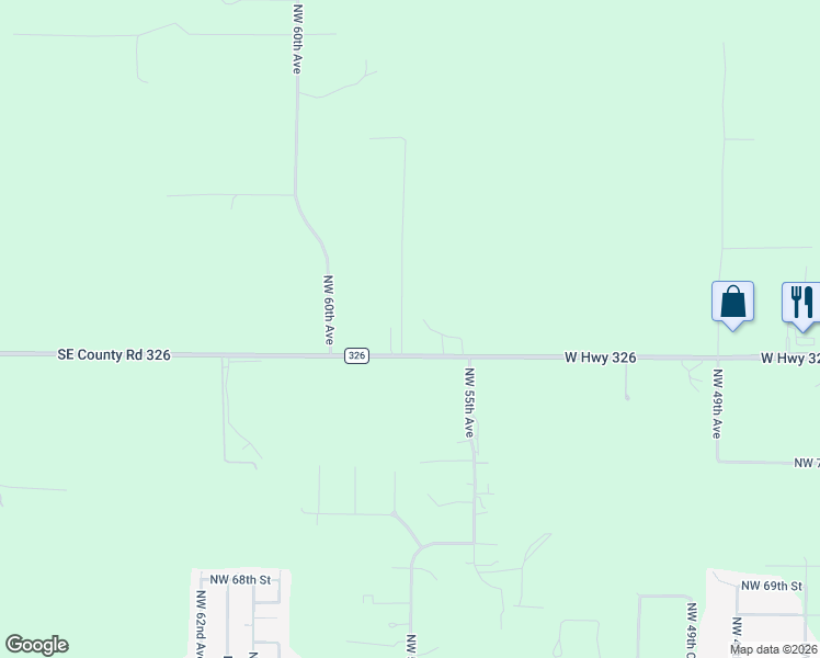 map of restaurants, bars, coffee shops, grocery stores, and more near 5731 County Road 326 in Ocala