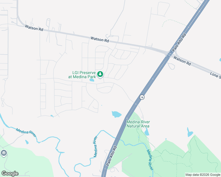 map of restaurants, bars, coffee shops, grocery stores, and more near 15895 Texas 16 in San Antonio