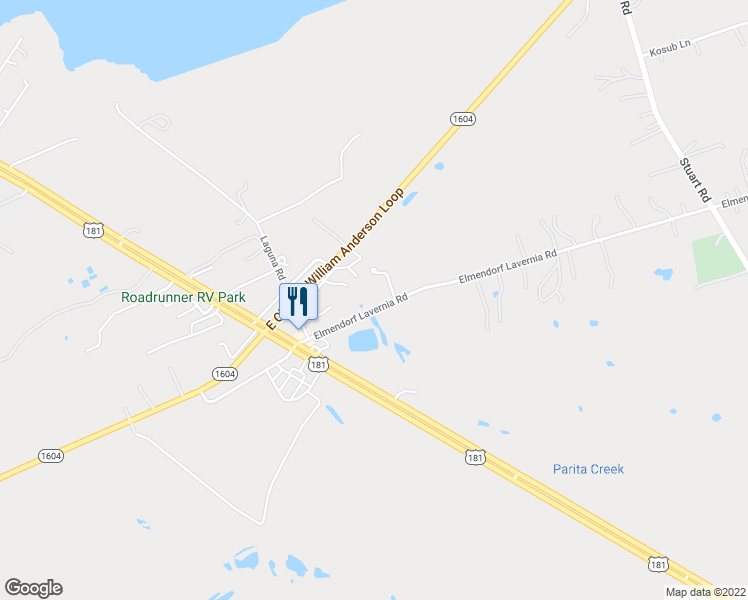 map of restaurants, bars, coffee shops, grocery stores, and more near 9525 Elmendorf Lavernia Road in San Antonio