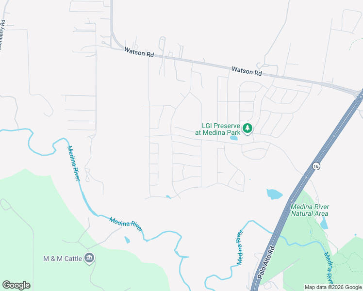 map of restaurants, bars, coffee shops, grocery stores, and more near 15418 Mint Patch Meadow in Von Ormy