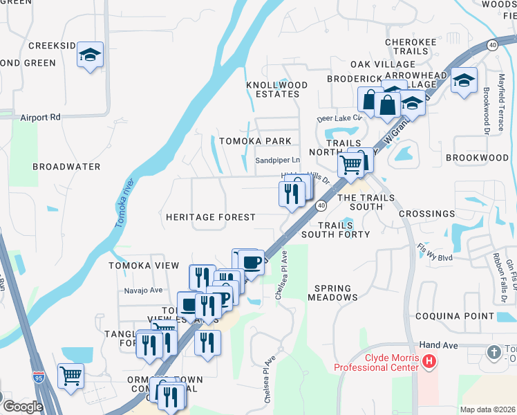 map of restaurants, bars, coffee shops, grocery stores, and more near 5 Arrowhead Dr in Ormond Beach