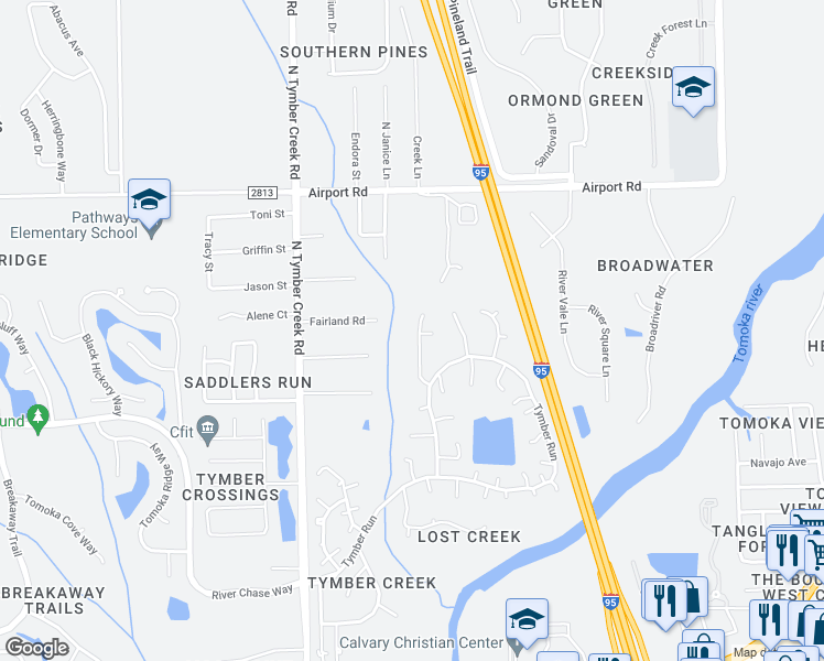 map of restaurants, bars, coffee shops, grocery stores, and more near 391 Muddy Creek Lane in Ormond Beach