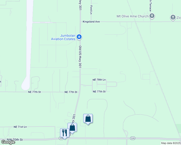 map of restaurants, bars, coffee shops, grocery stores, and more near 2081 Northeast 79th Place in Ocala
