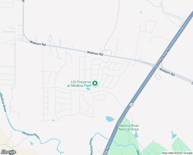 map of restaurants, bars, coffee shops, grocery stores, and more near 15315 Waterow View in Von Ormy