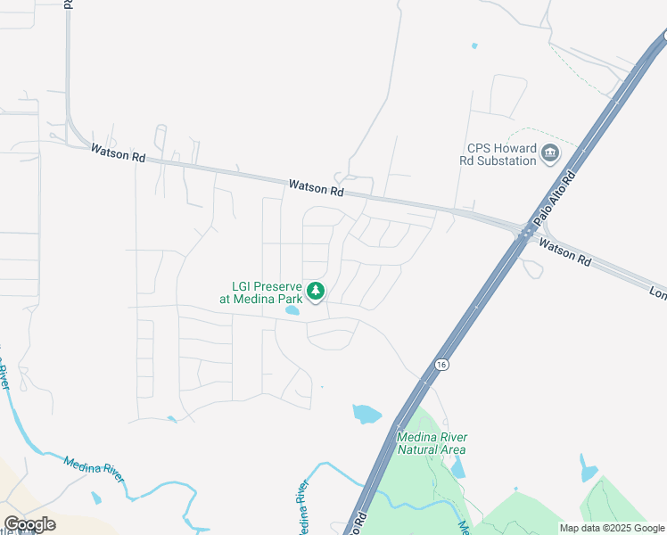 map of restaurants, bars, coffee shops, grocery stores, and more near 15221 Sleepy River Way in Von Ormy