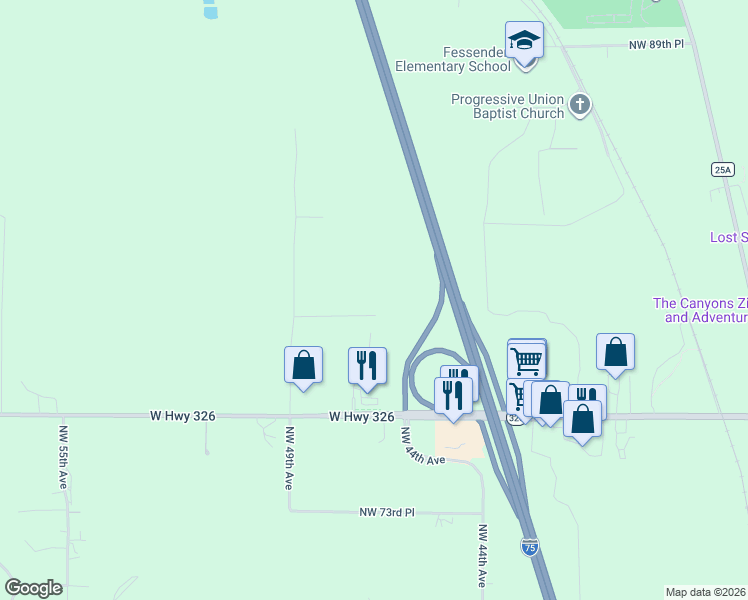 map of restaurants, bars, coffee shops, grocery stores, and more near 4695 Northwest 9th Avenue in Ocala
