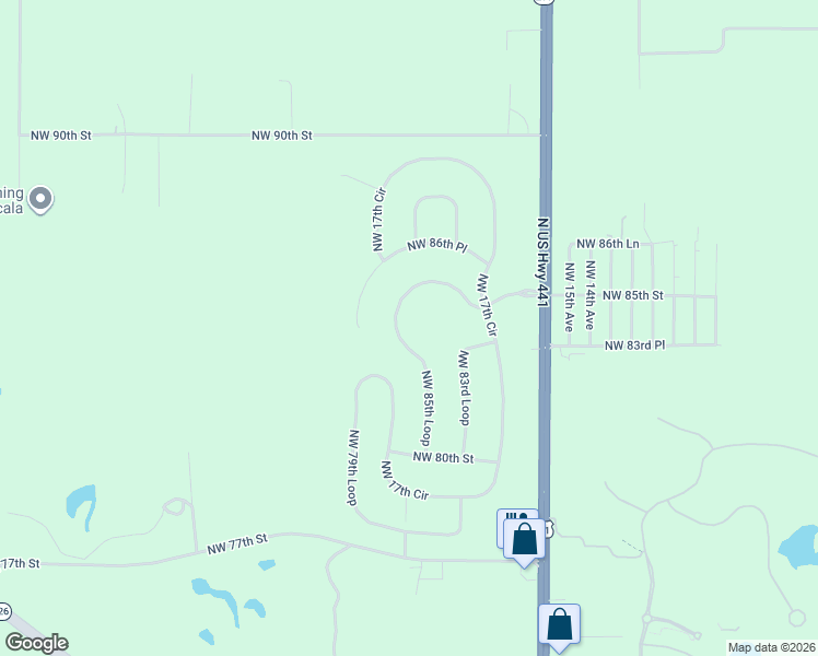 map of restaurants, bars, coffee shops, grocery stores, and more near 1841 Northwest 85th Loop in Ocala