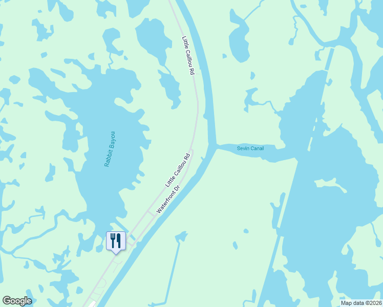 map of restaurants, bars, coffee shops, grocery stores, and more near 7735 Little Caillou Road in Chauvin