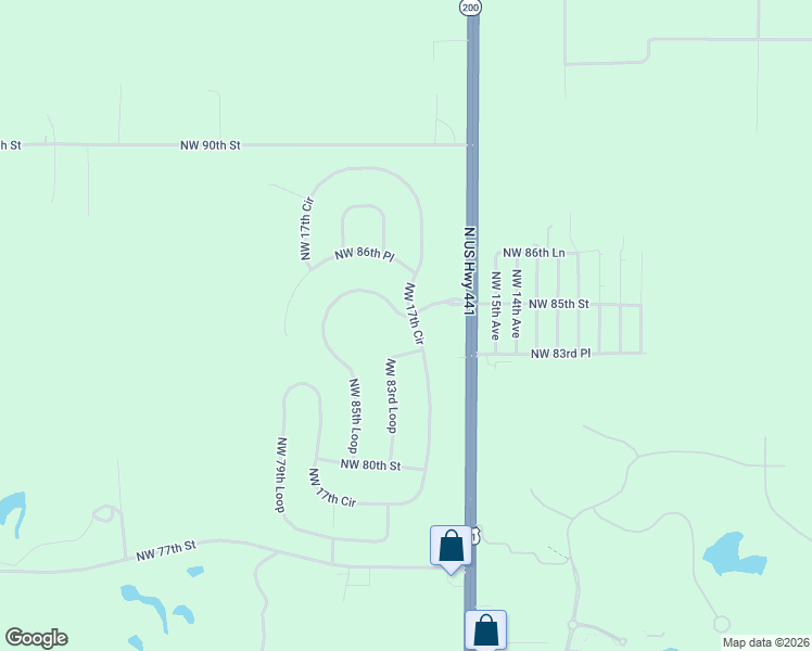 map of restaurants, bars, coffee shops, grocery stores, and more near 1756 Northwest 85th Loop in Ocala