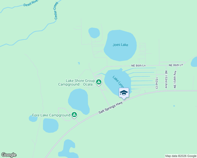 map of restaurants, bars, coffee shops, grocery stores, and more near 14621 North East 147th Avenue Road in Silver Springs