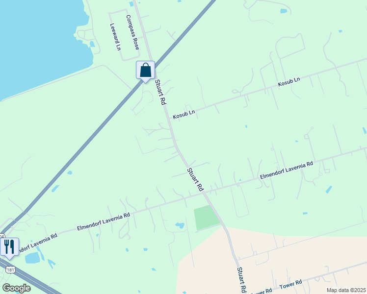 map of restaurants, bars, coffee shops, grocery stores, and more near 14686 Stuart Road in San Antonio