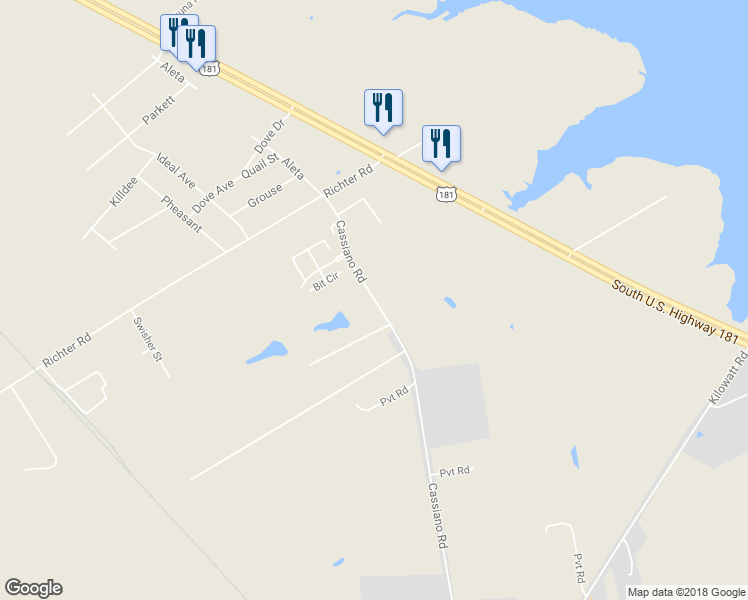 map of restaurants, bars, coffee shops, grocery stores, and more near 14813 Cassiano Road in Elmendorf