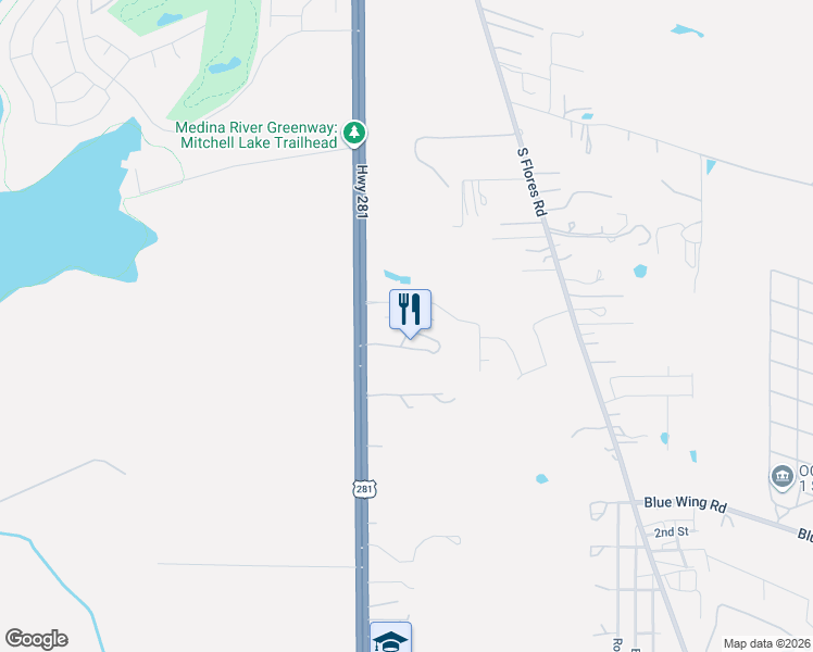 map of restaurants, bars, coffee shops, grocery stores, and more near Briana Bend in San Antonio
