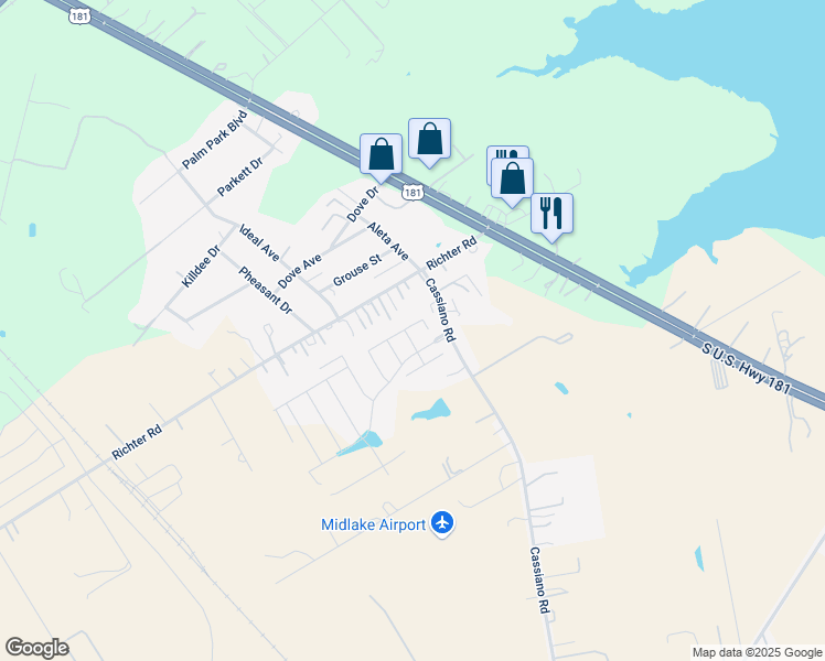 map of restaurants, bars, coffee shops, grocery stores, and more near 7735 Palomino Court in Elmendorf